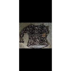 Signature studio animal, print sweater tunic with sparkly beaded elbows, XL ￼